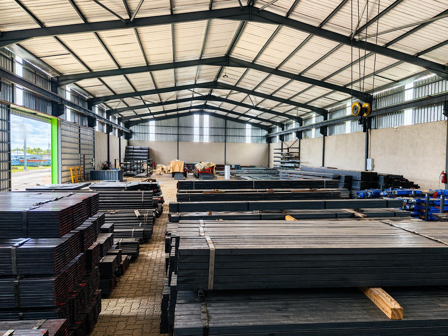 Kosan Steel warehouse with flat bar and sections